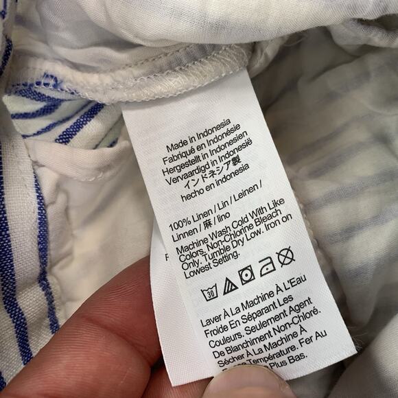 Madewell The Harlow Wide-Leg Pant in 100% Linen Size 0 Striped 29" Inseam 56-10 - Picture 5 of 9